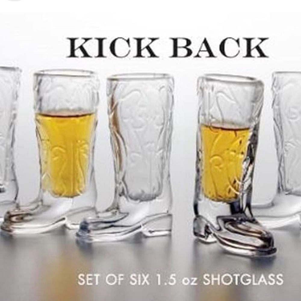 NIB Set-of-6 CircleWare Kick Back Cowboy Boot Shot Glasses